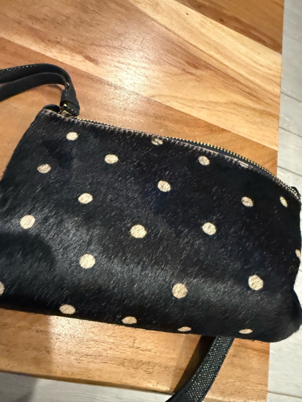 Chicos Hair on Hide Black Polka Dot Wristlet with Mirror - Picture 14 of 15